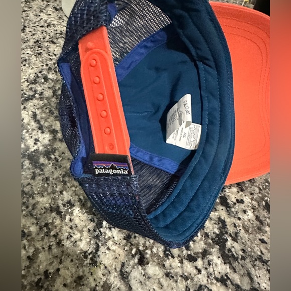 PATAGONIA Orange & Blue "Buffalo" Snapback Truckers Hat - Picture 5 of 5
